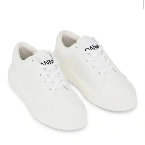 Ganni White Sporty Sneakers size 37 - Picture 3 of 9